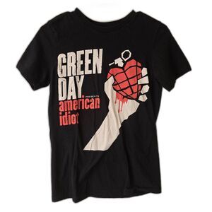 Green Day Band T-Shrit Concert Graphic American Idiot Black 2000s Nostalgic